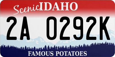 ID license plate 2A0292K