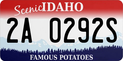 ID license plate 2A0292S