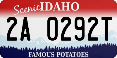 ID license plate 2A0292T