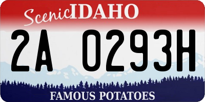 ID license plate 2A0293H