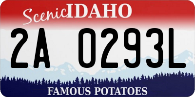 ID license plate 2A0293L