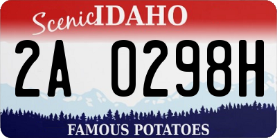 ID license plate 2A0298H