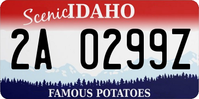 ID license plate 2A0299Z