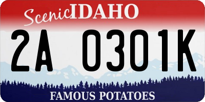 ID license plate 2A0301K