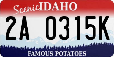 ID license plate 2A0315K