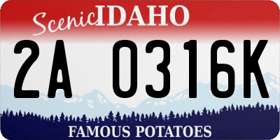 ID license plate 2A0316K