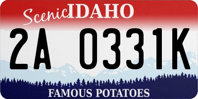 ID license plate 2A0331K