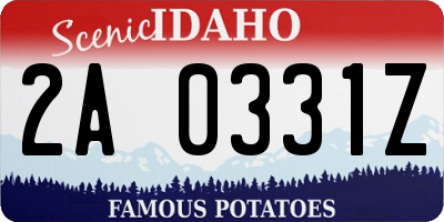 ID license plate 2A0331Z