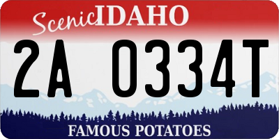 ID license plate 2A0334T