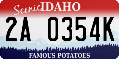 ID license plate 2A0354K