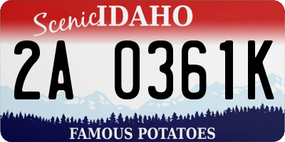 ID license plate 2A0361K