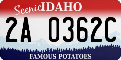 ID license plate 2A0362C
