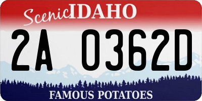 ID license plate 2A0362D
