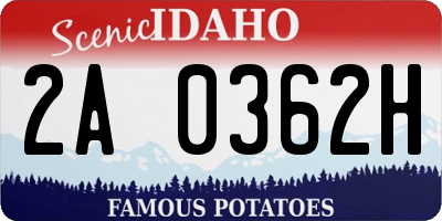 ID license plate 2A0362H