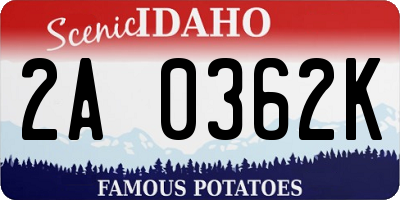 ID license plate 2A0362K