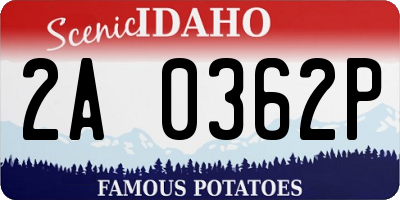 ID license plate 2A0362P