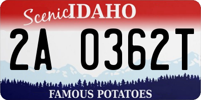ID license plate 2A0362T