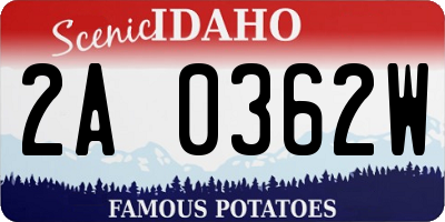 ID license plate 2A0362W