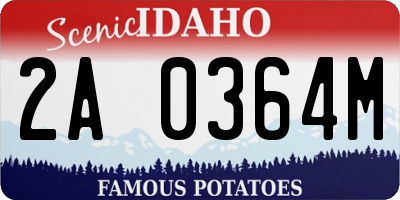 ID license plate 2A0364M