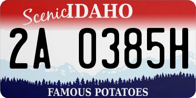 ID license plate 2A0385H