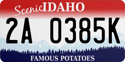 ID license plate 2A0385K