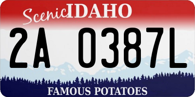 ID license plate 2A0387L