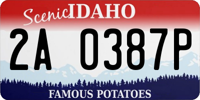 ID license plate 2A0387P