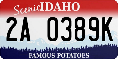 ID license plate 2A0389K