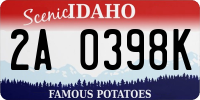 ID license plate 2A0398K