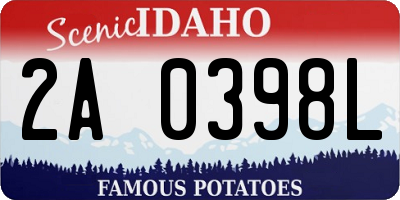 ID license plate 2A0398L