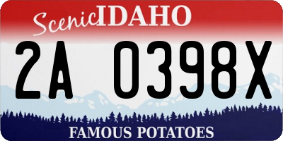 ID license plate 2A0398X