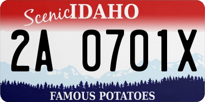 ID license plate 2A0701X