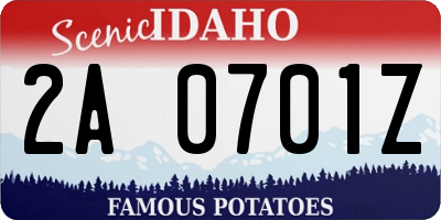 ID license plate 2A0701Z