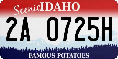 ID license plate 2A0725H