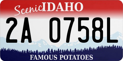 ID license plate 2A0758L