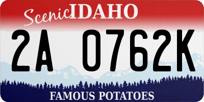ID license plate 2A0762K