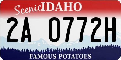 ID license plate 2A0772H