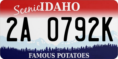 ID license plate 2A0792K