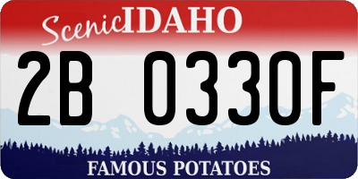 ID license plate 2B0330F
