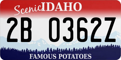 ID license plate 2B0362Z