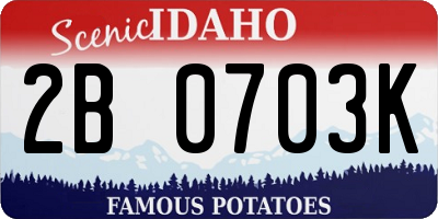 ID license plate 2B0703K