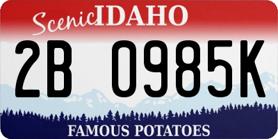 ID license plate 2B0985K