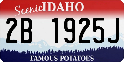 ID license plate 2B1925J
