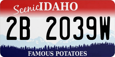 ID license plate 2B2039W