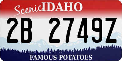 ID license plate 2B2749Z