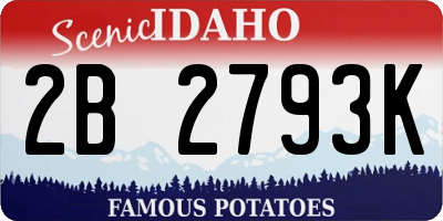 ID license plate 2B2793K