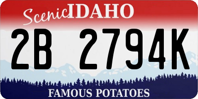 ID license plate 2B2794K