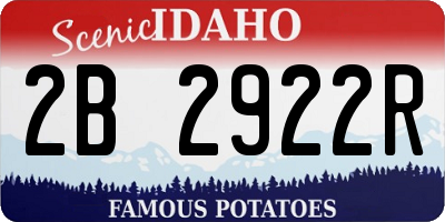 ID license plate 2B2922R