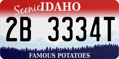 ID license plate 2B3334T