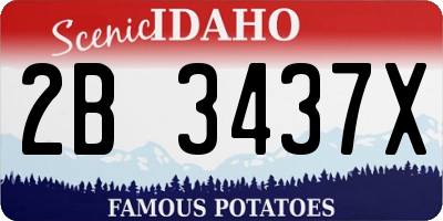 ID license plate 2B3437X